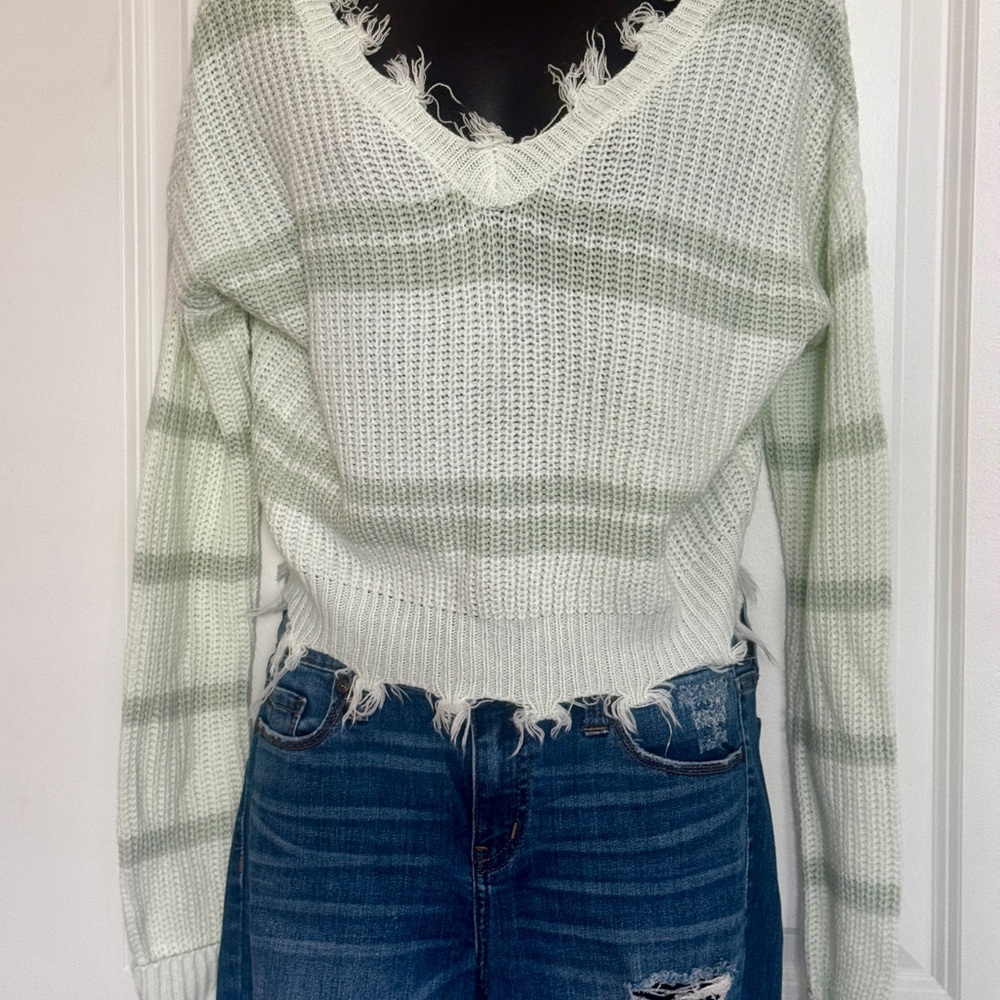 Women's Green Striped Sweater